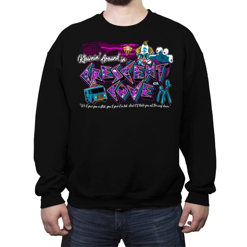 Klownin' in Crescent Cove - Crew Neck Sweatshirt Crew Neck Sweatshirt RIPT Apparel Small / Black