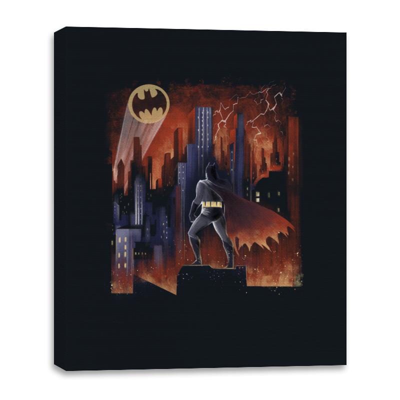 Knight Above the Sea of Buildings - Canvas Wraps Canvas Wraps RIPT Apparel 16x20 / Black