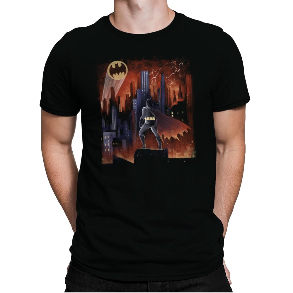 Knight Above the Sea of Buildings - Mens Premium T-Shirts RIPT Apparel Small / Black