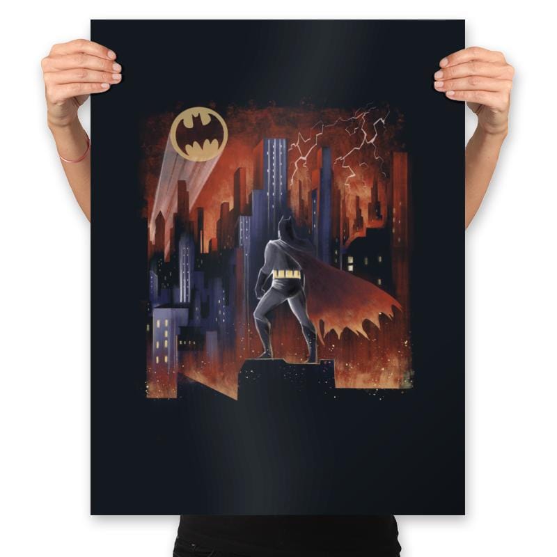 Knight Above the Sea of Buildings - Prints Posters RIPT Apparel 18x24 / Black