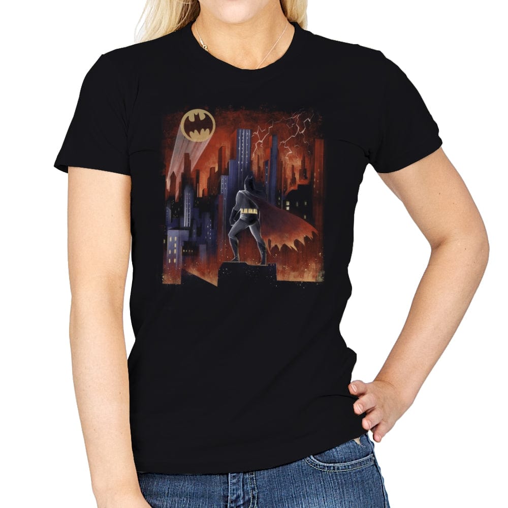 Knight Above the Sea of Buildings - Womens T-Shirts RIPT Apparel Small / Black