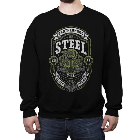 Knight of Steel T-51 - Crew Neck Sweatshirt Crew Neck Sweatshirt RIPT Apparel Small / Black