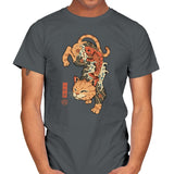 Koi Fish Cat Irezumi - Mens T-Shirts RIPT Apparel Small / Charcoal