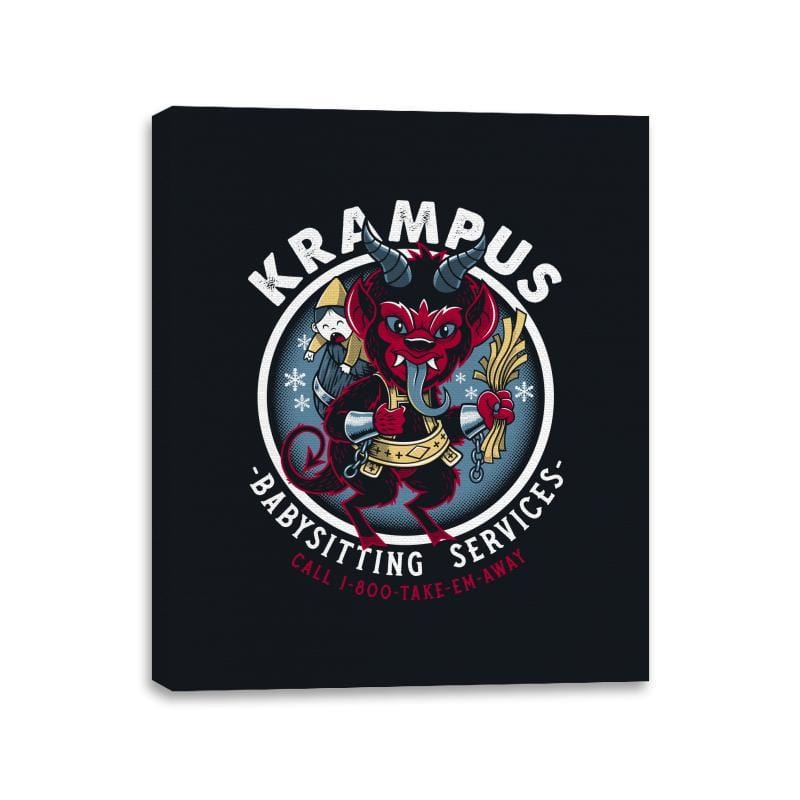 Krampus Babysitting Services - Canvas Wraps Canvas Wraps RIPT Apparel 11x14 / Black