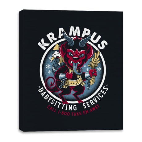 Krampus Babysitting Services - Canvas Wraps Canvas Wraps RIPT Apparel 16x20 / Black