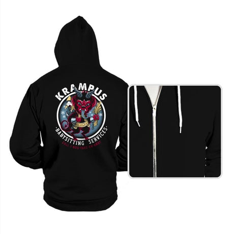 Krampus Babysitting Services - Hoodies Hoodies RIPT Apparel Small / Black