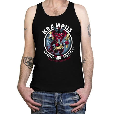 Krampus Babysitting Services - Tanktop Tanktop RIPT Apparel X-Small / Black