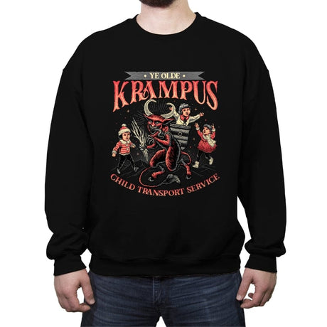 Krampus Christmas - Crew Neck Sweatshirt Crew Neck Sweatshirt RIPT Apparel Small / Black