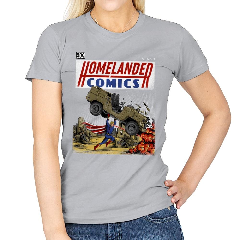 Laser Eyes Comics - Womens T-Shirts RIPT Apparel Small / Sport Grey