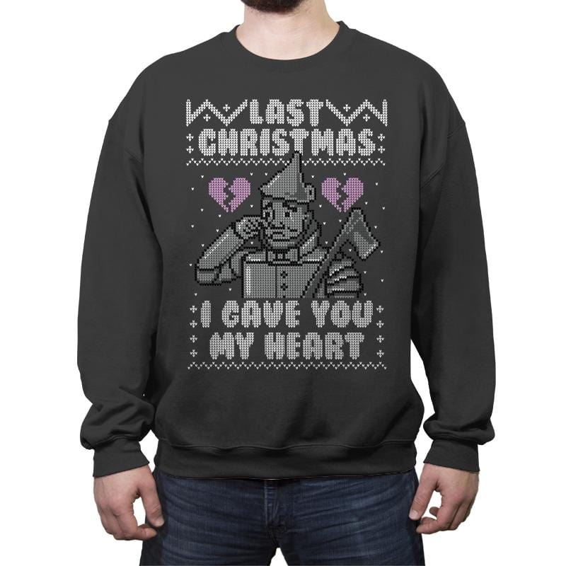 Last Christmas! - Ugly Holiday - Crew Neck Sweatshirt Crew Neck Sweatshirt RIPT Apparel Small / Charcoal