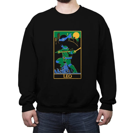 Leo Tarot Card - Crew Neck Sweatshirt Crew Neck Sweatshirt RIPT Apparel Small / Black