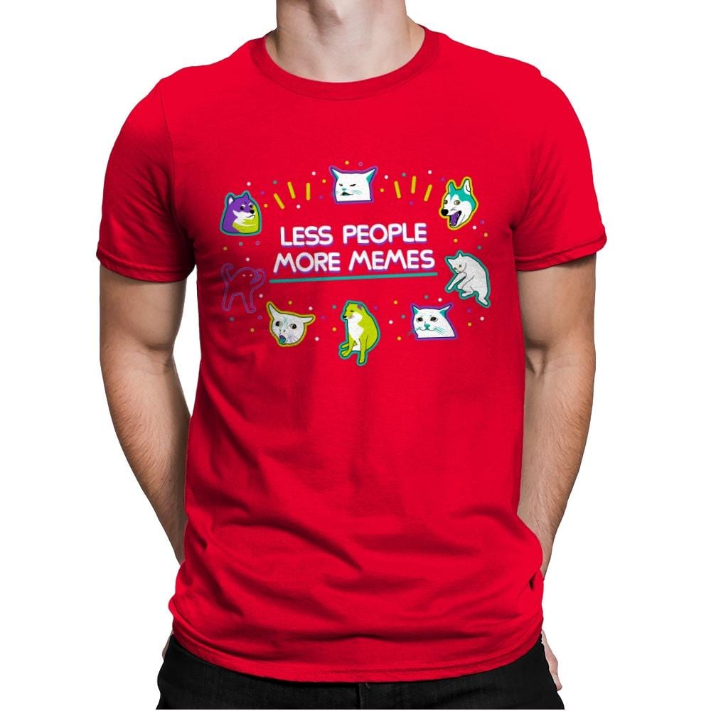 Less People More Memes - Mens Premium T-Shirts RIPT Apparel Small / Red