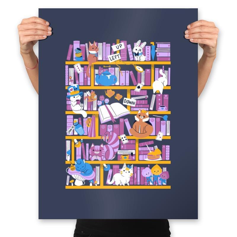 Library in Wonderland - Prints Posters RIPT Apparel 18x24 / Navy