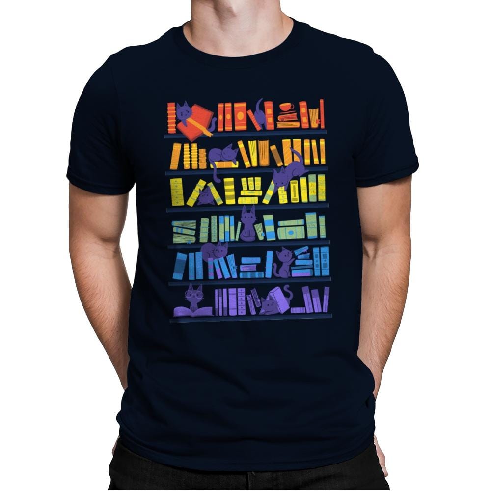 Library Kittens - Mens Premium T-Shirts RIPT Apparel Small / Midnight Navy