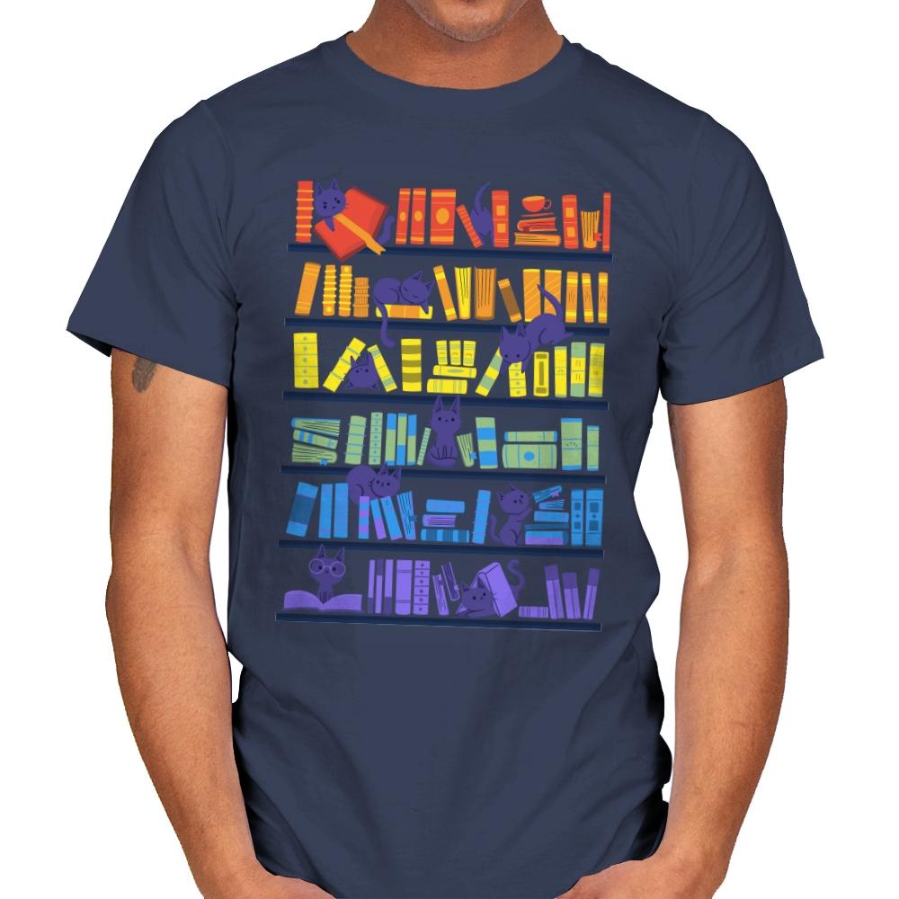 Library Kittens - Mens T-Shirts RIPT Apparel Small / Navy