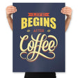 Life Begins After Coffee - Prints Posters RIPT Apparel 18x24 / Navy