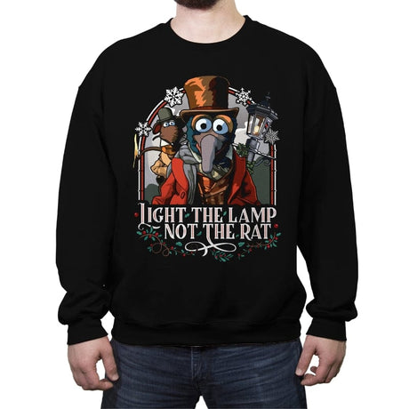 Light the Lamp not the Rat - Best Seller - Crew Neck Sweatshirt Crew Neck Sweatshirt RIPT Apparel Small / Black