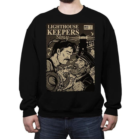 Lighthouse Keepers Story - Crew Neck Sweatshirt Crew Neck Sweatshirt RIPT Apparel Small / Black