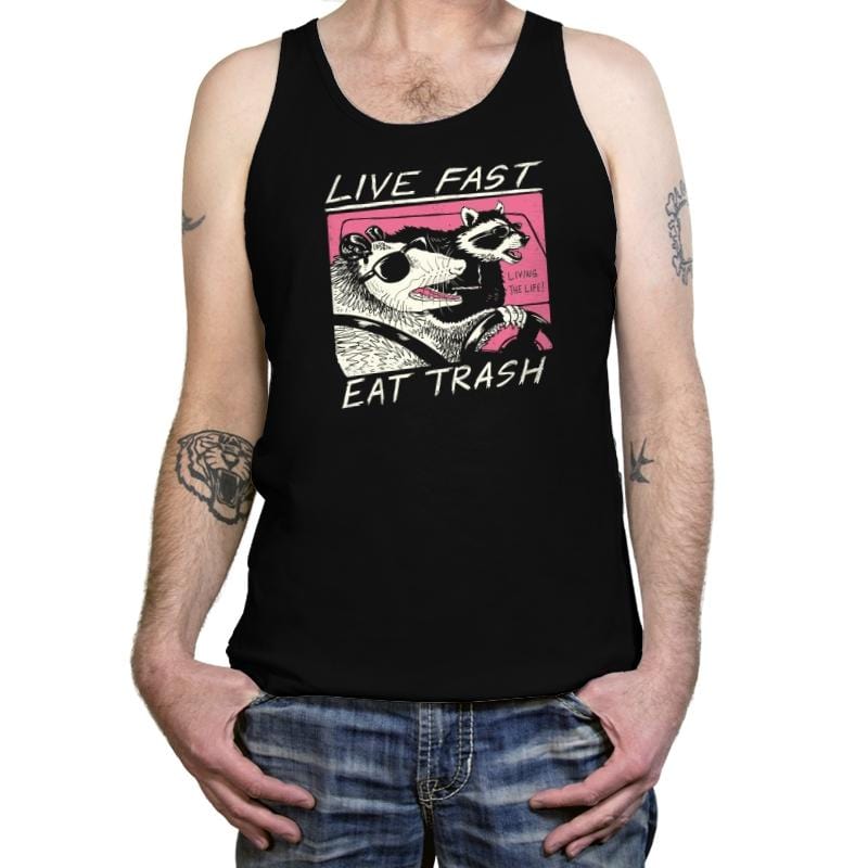 Live Fast! Eat Trash! - Tanktop Tanktop RIPT Apparel X-Small / Black