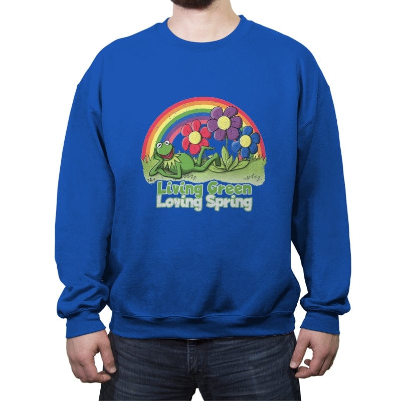 Living Green, Loving Spring - Crew Neck Sweatshirt