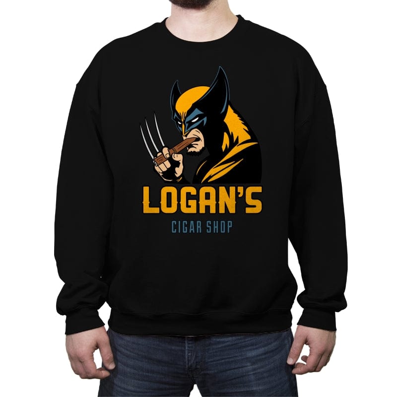 Logan’s Cigar Shop.  - Crew Neck Sweatshirt Crew Neck Sweatshirt RIPT Apparel Small / Black