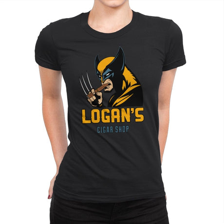 Logan’s Cigar Shop.  - Womens Premium T-Shirts RIPT Apparel Small / Black