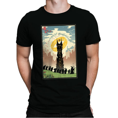 Lonely Mountains Adventure Ukiyo E - Mens Premium T-Shirts RIPT Apparel Small / Black