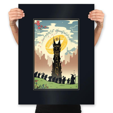 Lonely Mountains Adventure Ukiyo E - Prints Posters RIPT Apparel 18x24 / Black