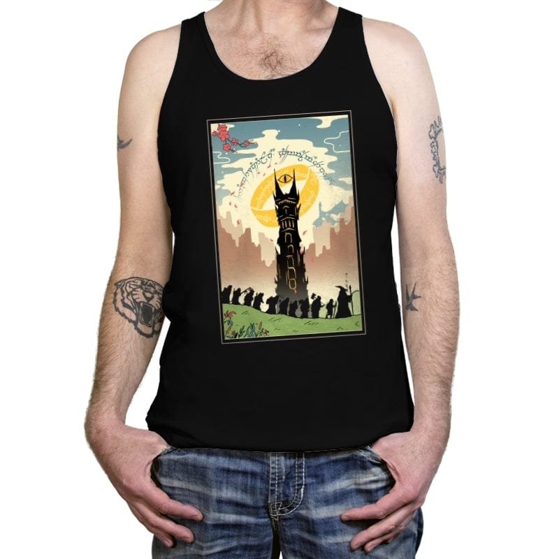 Lonely Mountains Adventure Ukiyo E - Tanktop Tanktop RIPT Apparel X-Small / Black