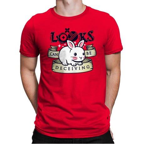 Looks Can Be Deceiving - Mens Premium T-Shirts RIPT Apparel Small / Red