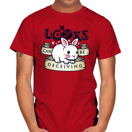 Looks Can Be Deceiving - Mens T-Shirts RIPT Apparel Small / Red