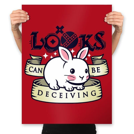 Looks Can Be Deceiving - Prints Posters RIPT Apparel 18x24 / Red