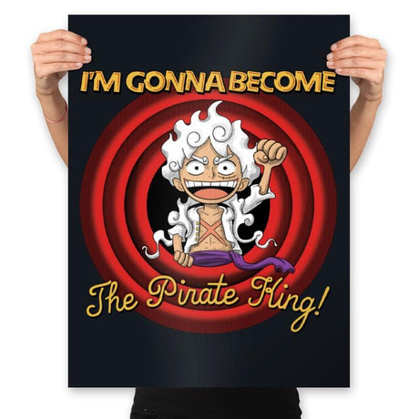 Looney Luffy Pirate King - Prints Posters RIPT Apparel 18x24 / Black