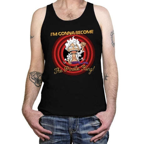 Looney Luffy Pirate King - Tanktop Tanktop RIPT Apparel X-Small / Black