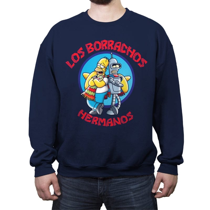 Los Borrachos Hermanos - Crew Neck Sweatshirt Crew Neck Sweatshirt RIPT Apparel Small / Navy