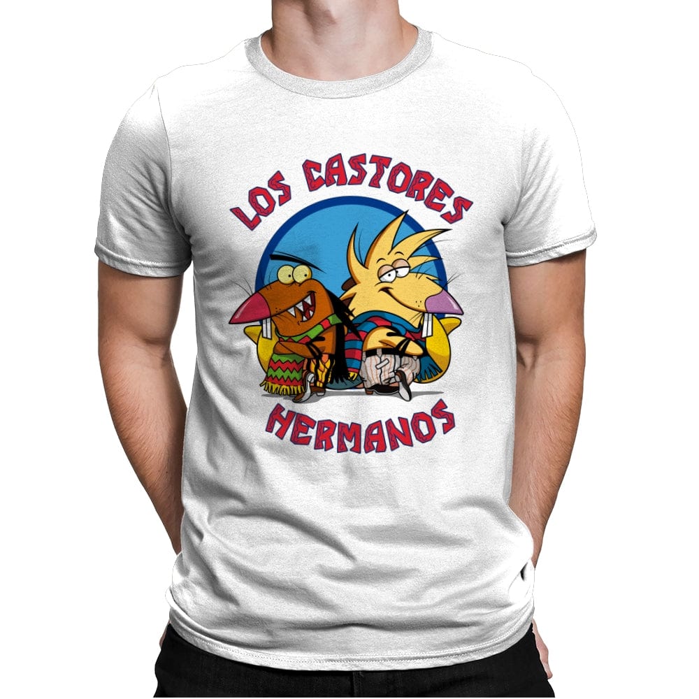 Los Castores Hermanos - Mens Premium T-Shirts RIPT Apparel Small / White