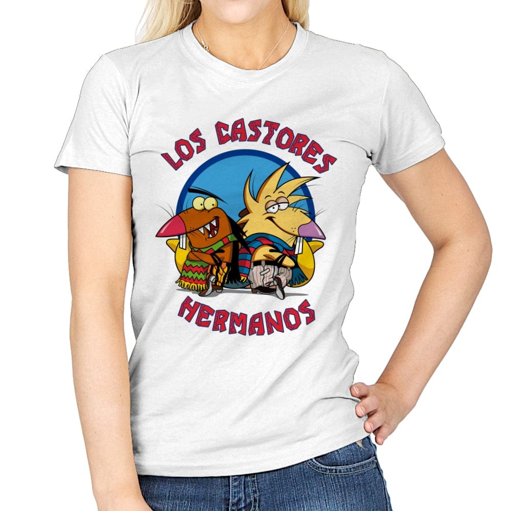 Los Castores Hermanos - Womens T-Shirts RIPT Apparel Small / White