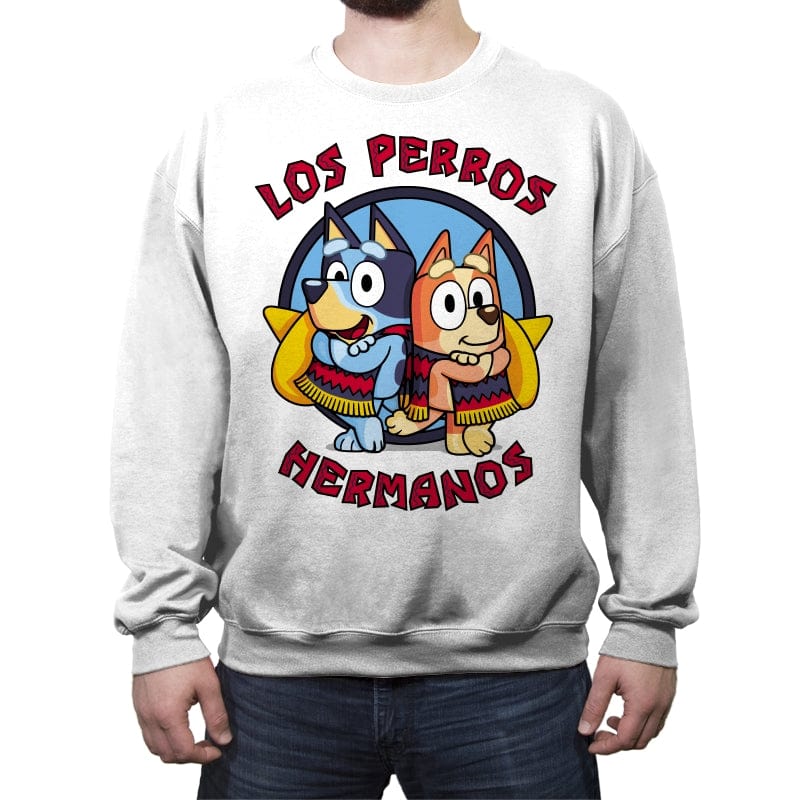 Los Perros Hermanos! - Crew Neck Sweatshirt Crew Neck Sweatshirt RIPT Apparel Small / White