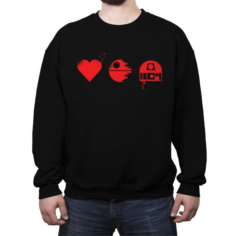 Love, Death and Droids - Crew Neck Sweatshirt Crew Neck Sweatshirt RIPT Apparel Small / Black