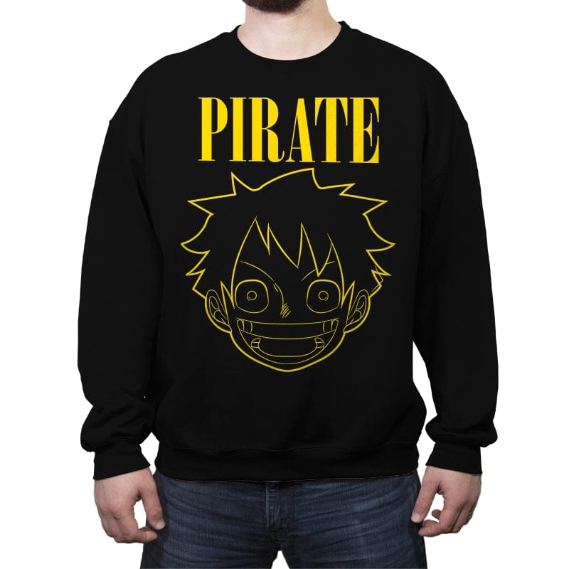 Luffy Pirate - Crew Neck Sweatshirt Crew Neck Sweatshirt RIPT Apparel Small / Black