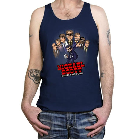 M Scott Saves The Work - Tanktop Tanktop RIPT Apparel X-Small / Navy