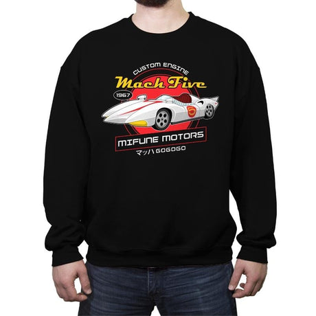 Mach 5 - Mifune Motors - Crew Neck Sweatshirt Crew Neck Sweatshirt RIPT Apparel Small / Black