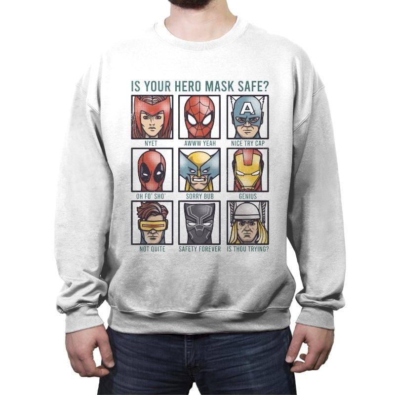 Marvelous Masks - Crew Neck Sweatshirt Crew Neck Sweatshirt RIPT Apparel Small / White