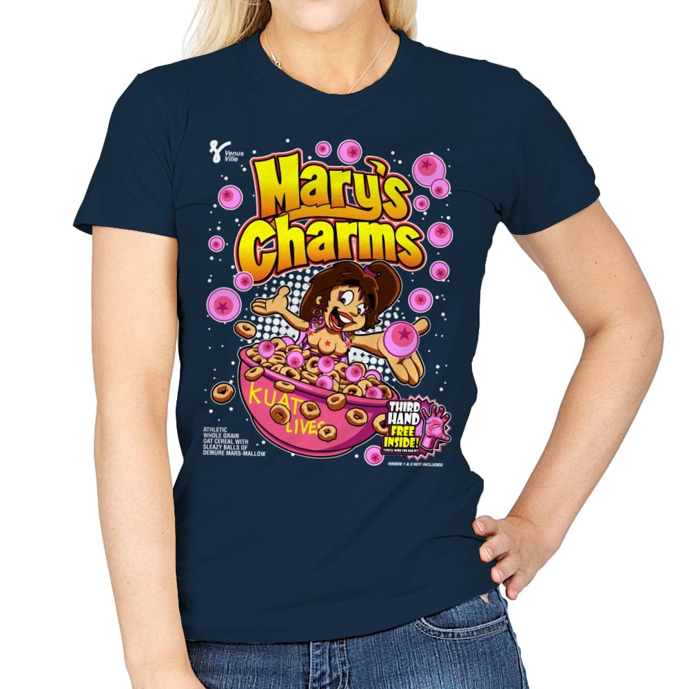 Mary's Charms - Womens T-Shirts RIPT Apparel Small / Navy