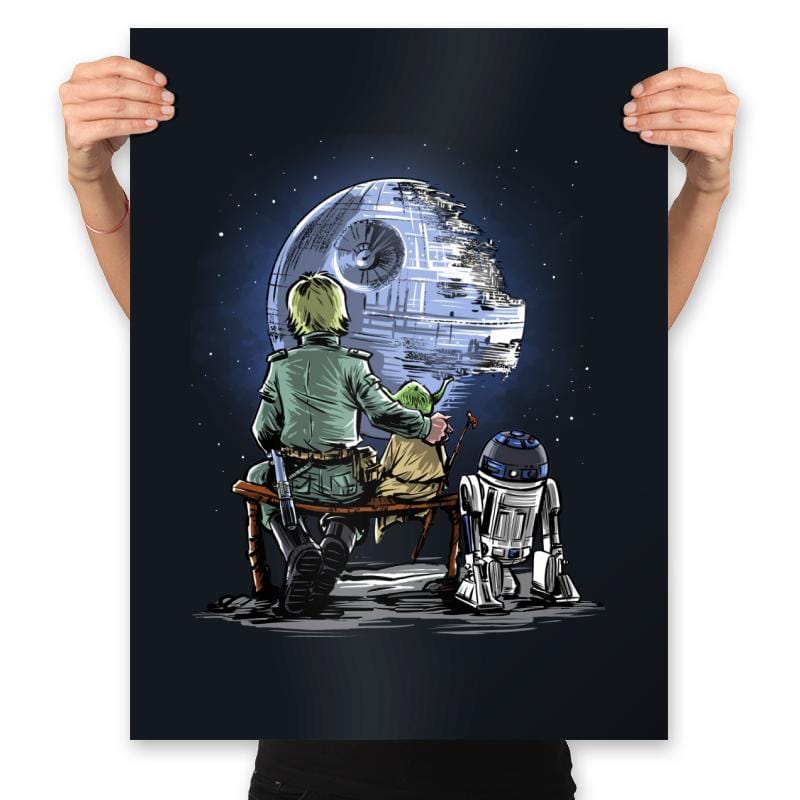 Master and Apprentice Gazing at the “Moon” - Prints Posters RIPT Apparel 18x24 / Black