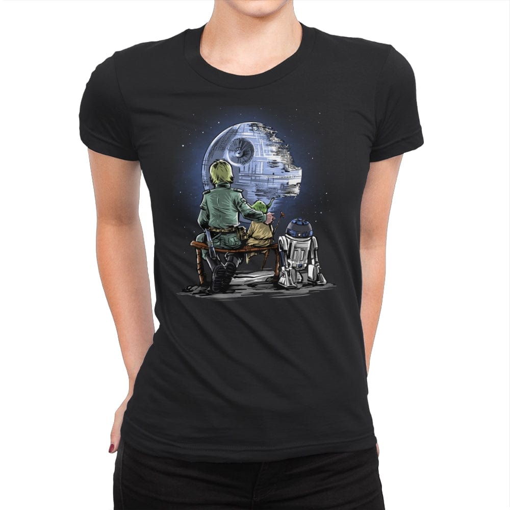 Master and Apprentice Gazing at the “Moon” - Womens Premium T-Shirts RIPT Apparel Small / Black