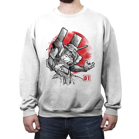 Mecha01 - Crew Neck Sweatshirt Crew Neck Sweatshirt RIPT Apparel Small / White