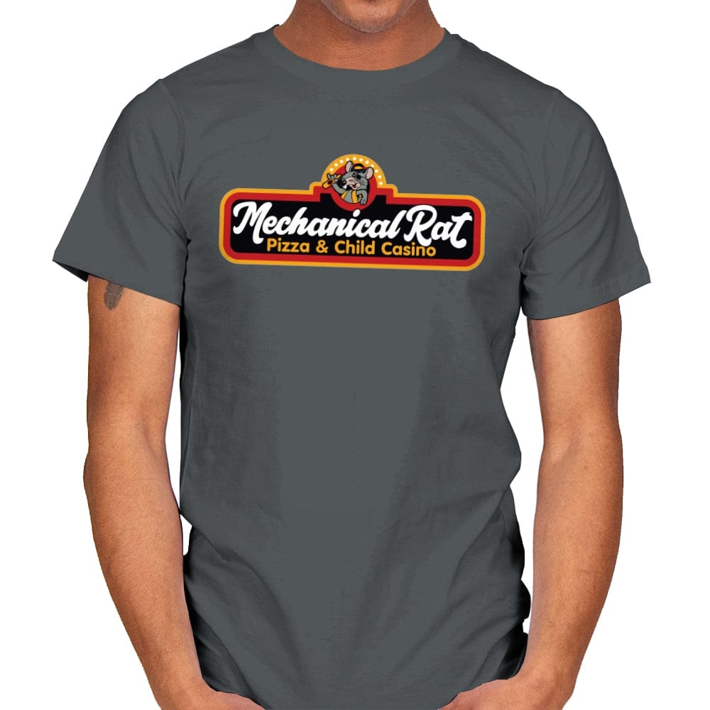 Mechanical Rat Pizza & Child Casino - Mens T-Shirts RIPT Apparel Small / Charcoal