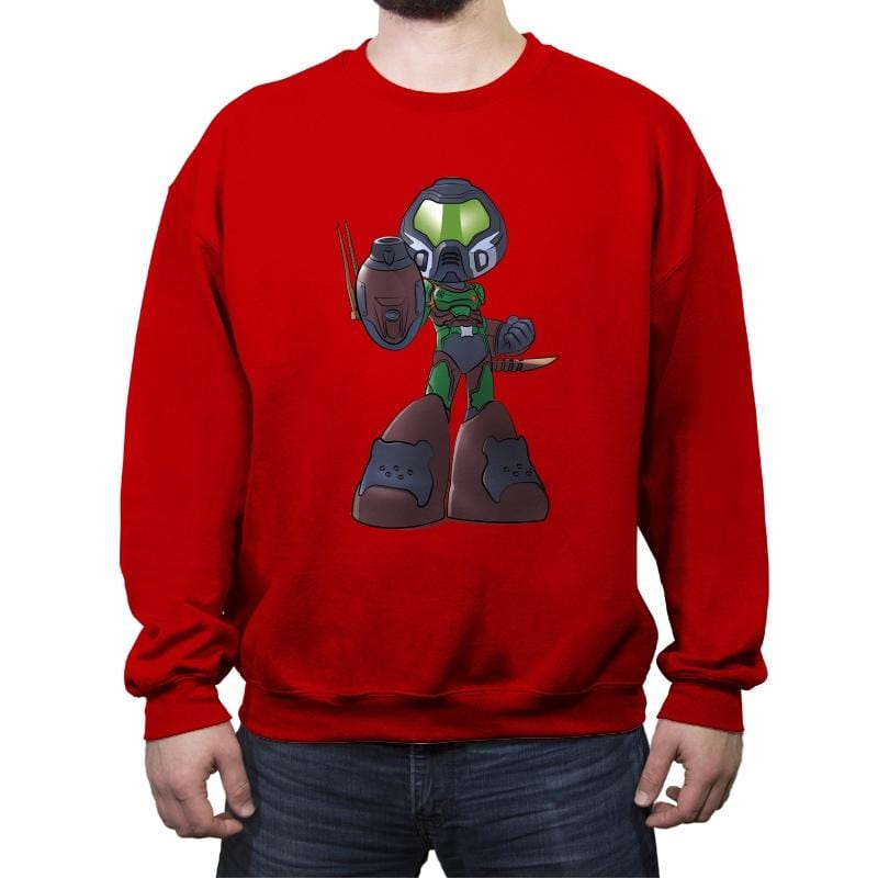 Mega Doom Slayer - Crew Neck Sweatshirt Crew Neck Sweatshirt RIPT Apparel Small / Red