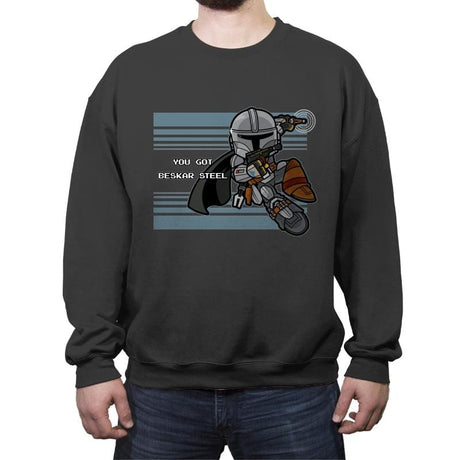 Mega Man-dalorian - Crew Neck Sweatshirt Crew Neck Sweatshirt RIPT Apparel Small / Charcoal